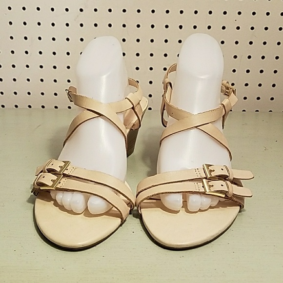 FRANCO SARTO TAN LEATHER WEDGE SANDALS - Picture 2 of 5